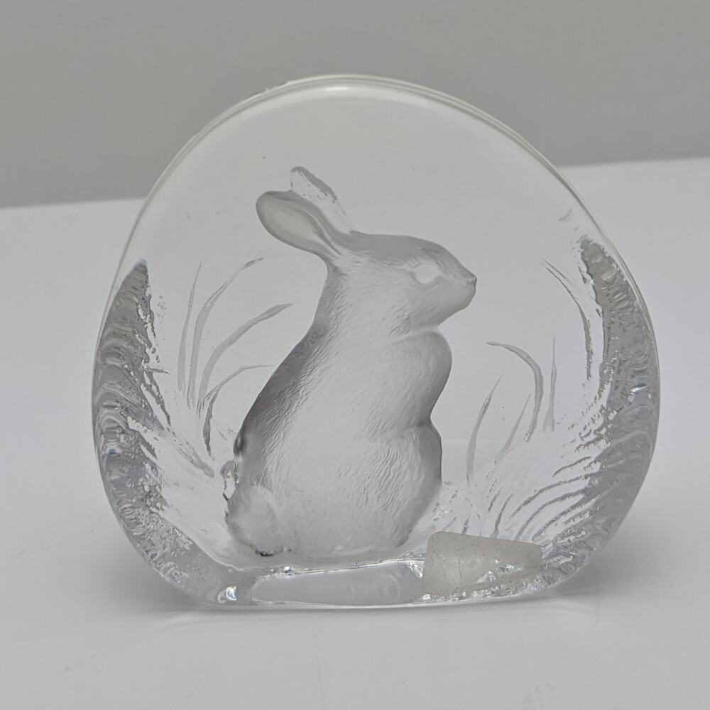 Mats Jonasson Sweden Signed Crystal Rabbit Paperweight Figurine Easter Bunny - Picture 11 of 12